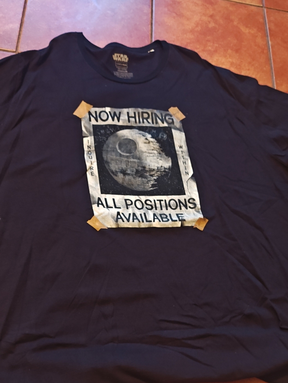Star Wars Men's Navy Graphic Tee - "Now Hiring" Death Star Print